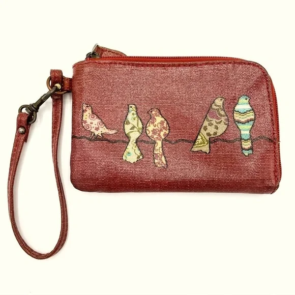 Mariposa Birdie wristlet / clutch / wallet / coin purse, brownish red - Picture 1 of 9